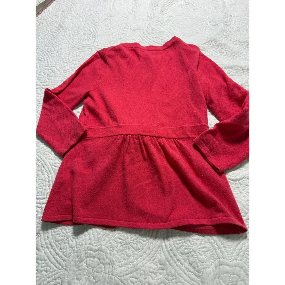 J.Crew Cardigan Wms SZ S Orange Red Wool Cashmere Peplum Tie Front Luxury Preppy